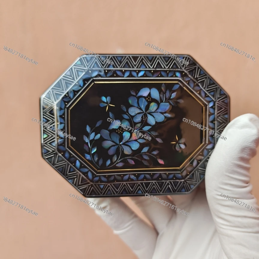 Mother of Pearl Jewelry Box, Chinese Lacquer Shell-Inlaid Box for Birthday Gifts