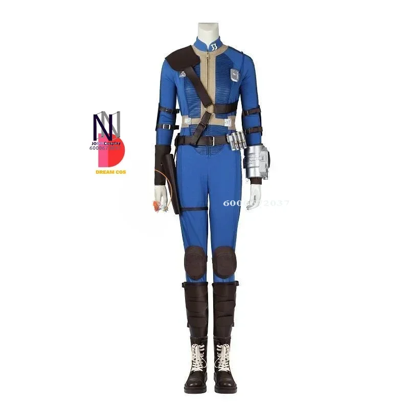 Cos Lucy Cosplay Costume Vault 33 Female Suit Jumpsuit Blue Uniform Arm Props Women Elegant Halloween Party Anime Outfit Popular