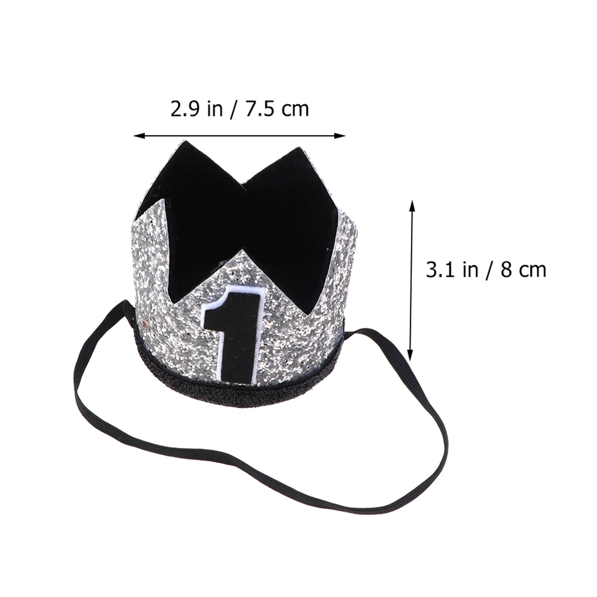 

1St Birthday Crown Black Glitter Number 1 Kids Party Tiara Birthday Hat Hair Accessory Eye-Catching Photo Prop