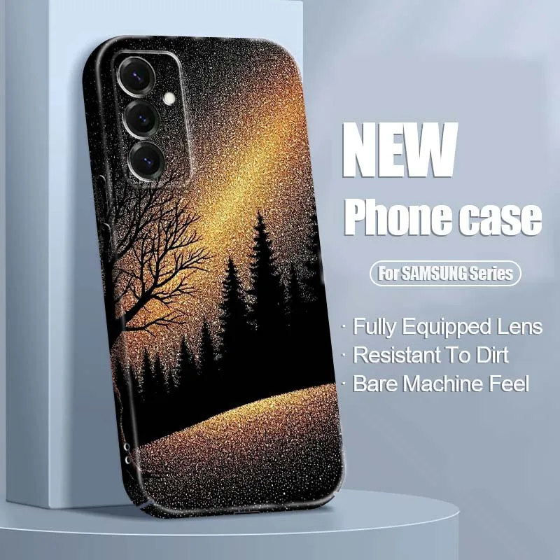 Sparkling Night Tree Forest Phone Case For Samsung A73 A57 A56 A55 A53 A51 A37 A36 A35 A26 A21s A16 A15 A07 5G Feilin Shell