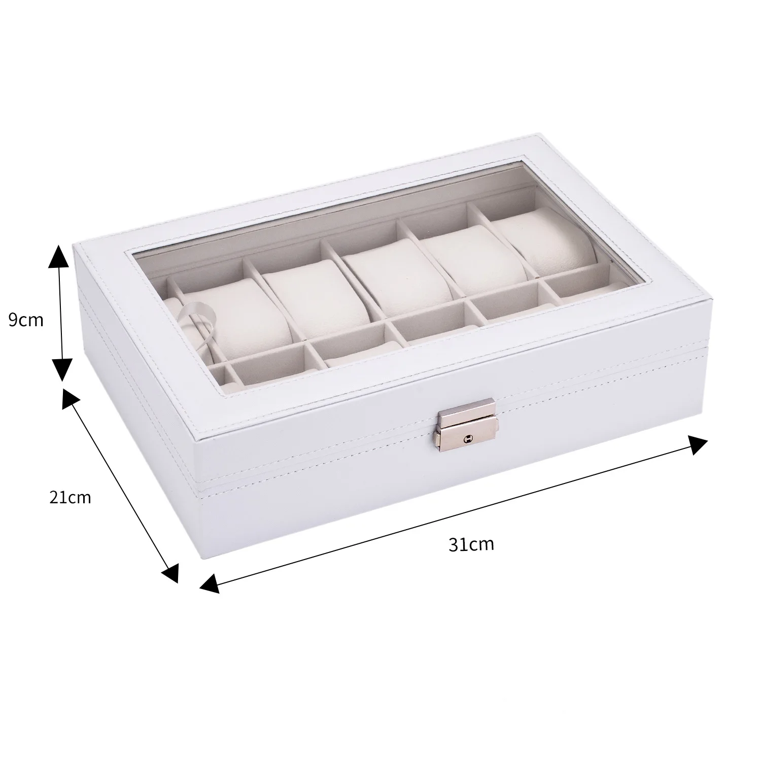 12 Slots Professional Watch Box Holder Storage Case Organizer White PU Leather Watch Display Box regalos para hombre 30x20x8cm