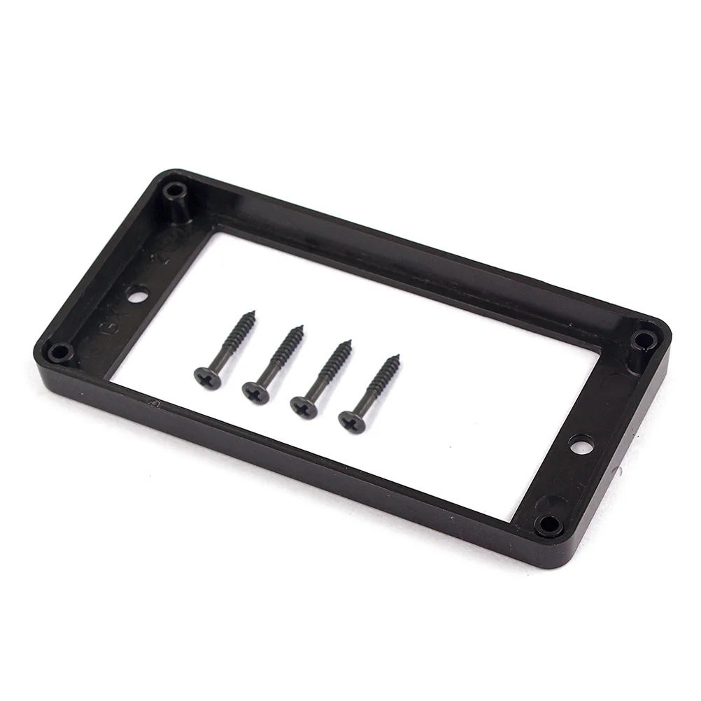 Plastic Flat High Double Coil Electric Guitar Pickup Ring Humbucker Frame Mounting Ring with 4 Screws GB305M (Black)