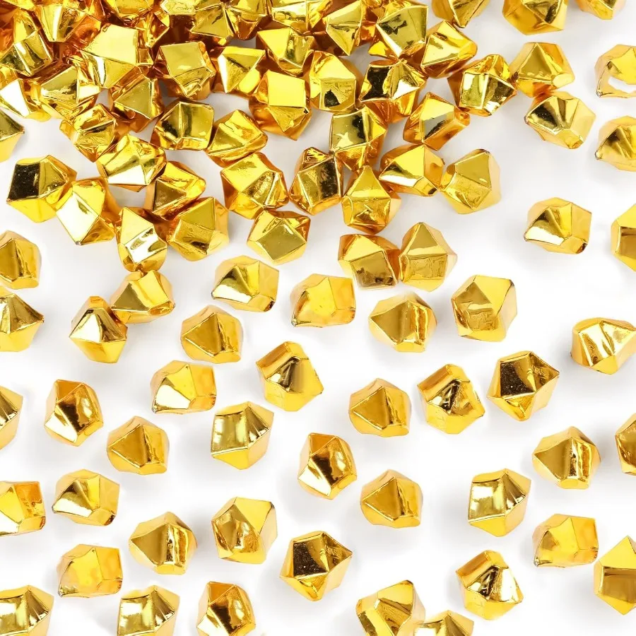 

DomeStar 550PCS Gold Vase Fillers Acrylic Fake Crushed Ice Fake Rocks Gold Nuggets Gems Plastic Diamonds for Vase Fillers Cente