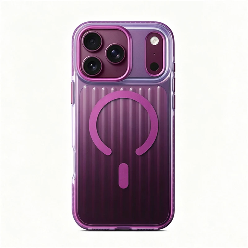 Gradient Color Corrugated Magnetic Suction Matte Armor Case For iPhone 18Pro 17Pro 17Pro Max For Magsafe Anti-Fall Hard Cover