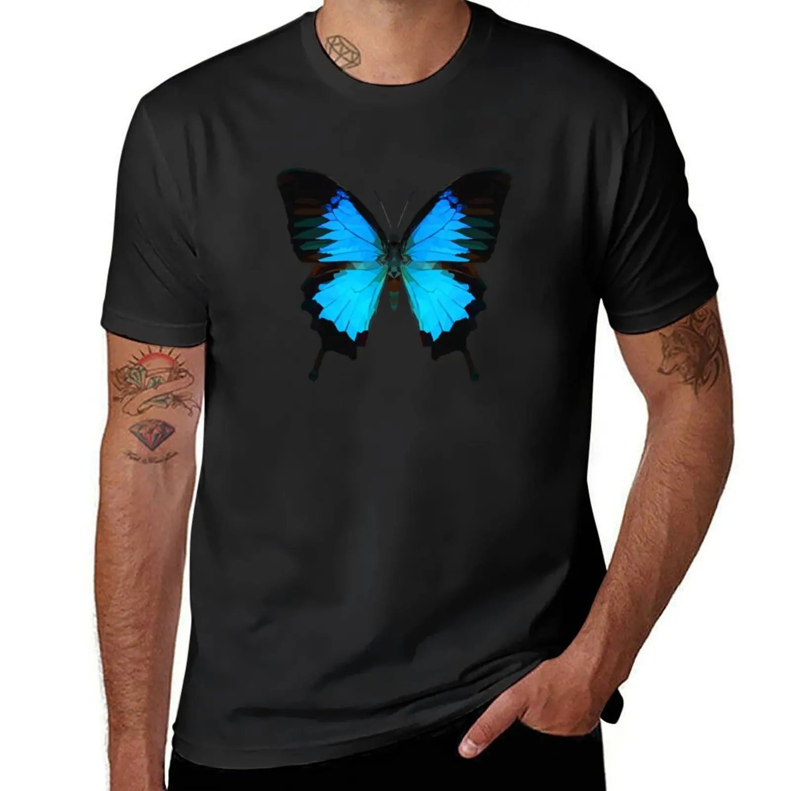 

Blue Emperor swallowtail butterfly T-Shirt boys animal print hippie clothes animal prinfor boys T-shirts for men cotton