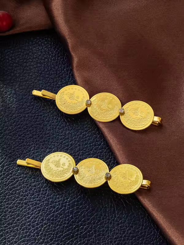 A Pair Of Fashionable Hairpin Coin Tassel Gold Simple-edge Clip Ladies' accessory Single Clip - Image 3