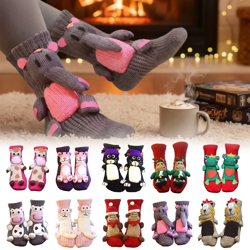 

Creativity 3D Prints Christmas Socks Thick Warm Novelty Floor Socks Breathable Non-Slip Animal Socks for Men & Women