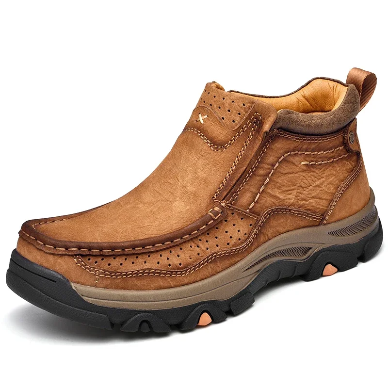Men's Leather Ankle Boots Autumn Winter Mens Shoes Fashion Large Size Casual Boots Men Leather Boots