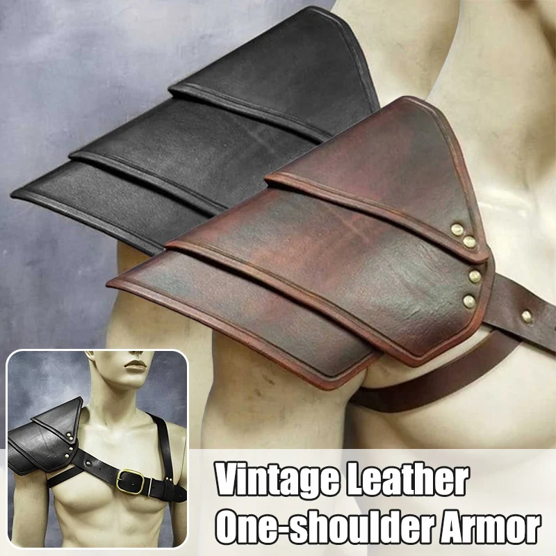 Steampunk Medieval Leather Armor Single Shoulder Pad Viking Knights Gladiator Harness Pauldrons Larp Cosplay Accessories