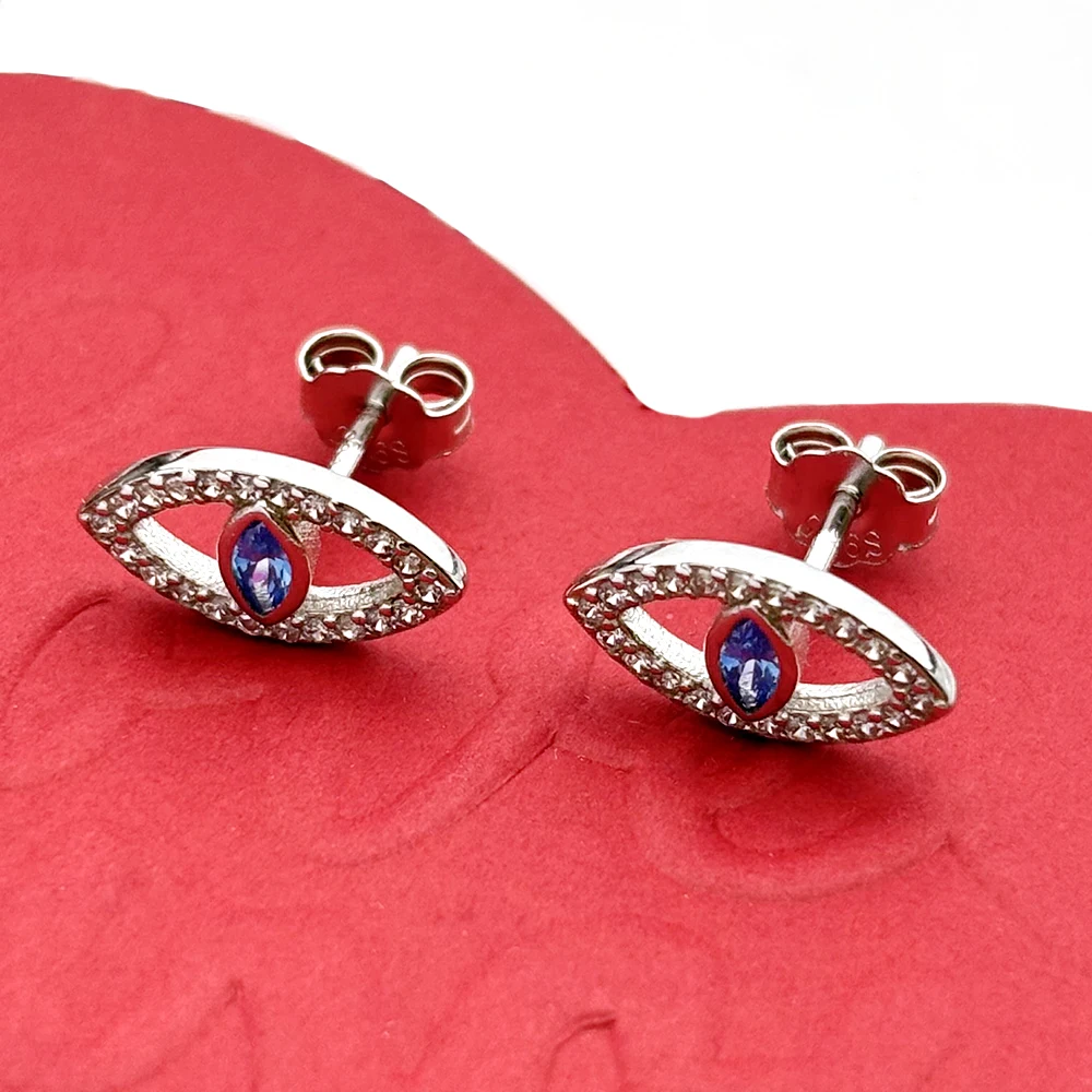

Evil Blue Eye Ear Studs For Women Men 925 Sterling Silver Rhinestone Turkish Faith Amulet Middle East Earrings Jewelry Gifts