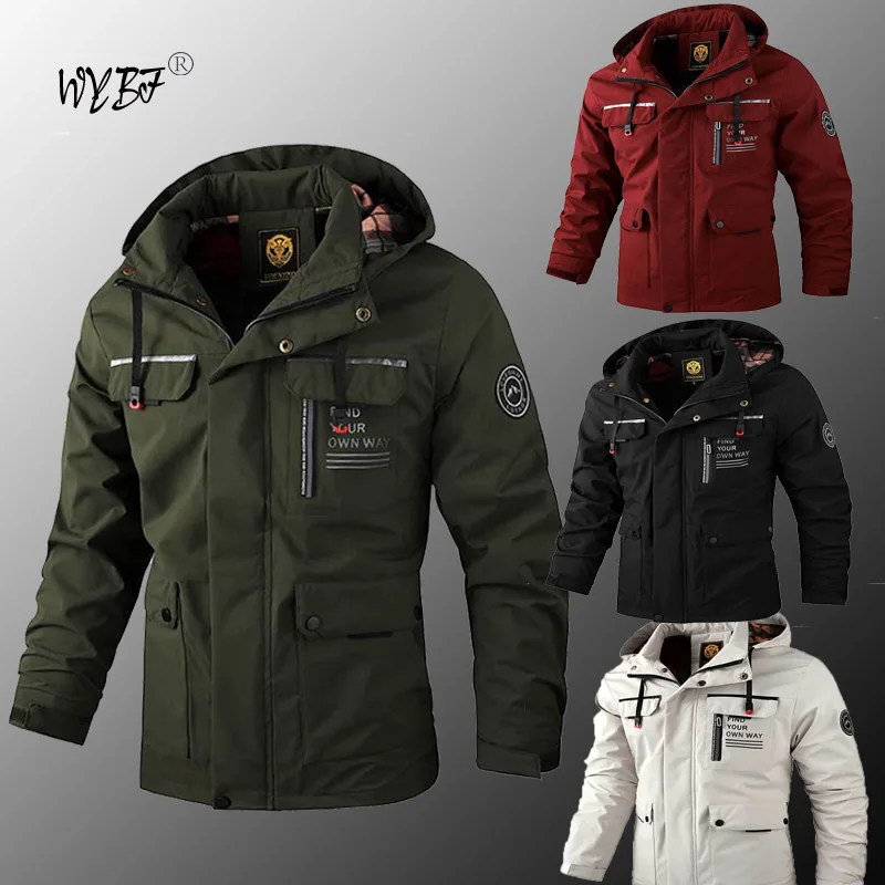 

2024 Fashion Men Casual Windbreaker Jacket Hooded Jacket Man Waterproof Outdoor Soft Shell Coat Clothing Fishing Climb Jacket