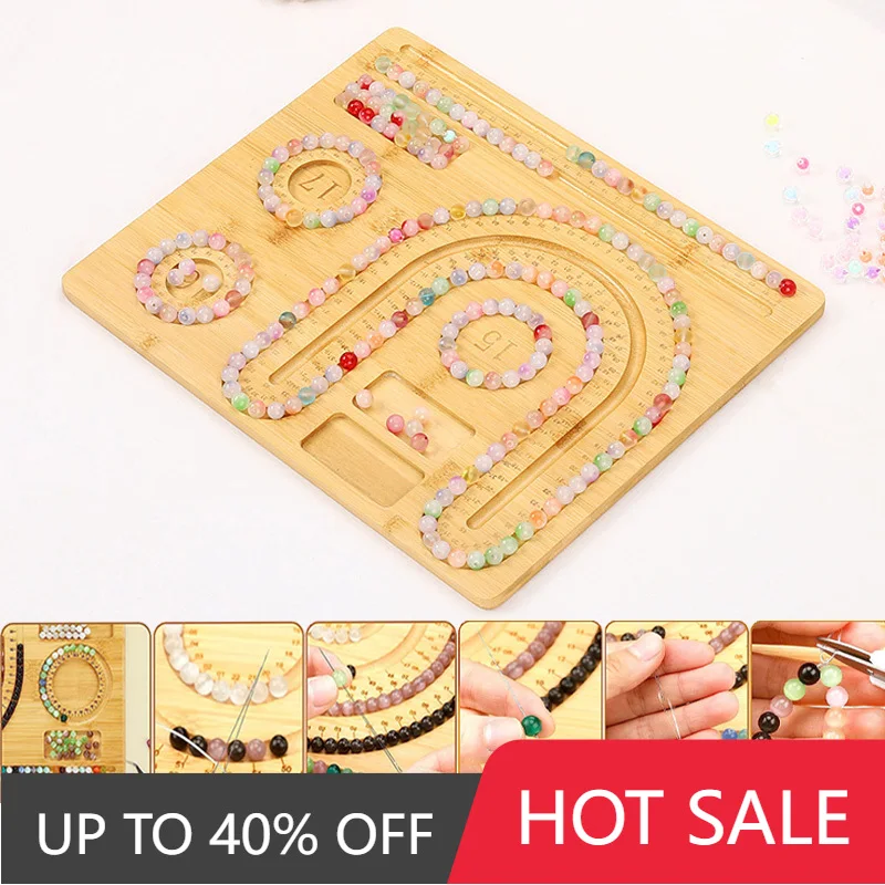 

2023 New Bamboo Bead Board Beaded Jewelry Making Measuring Tool DIY Bracelet Making Jewelry Necklaces Design Beading Mats Trays