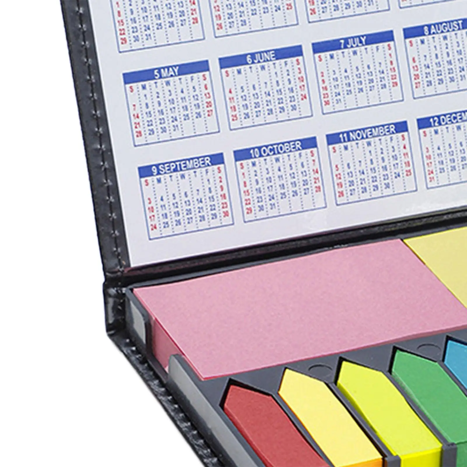 Boxed Self-Stick Notes Multicolor Sticky Notes Writable Tabs Flags with PU Leather Packaging Box Color Memo Pads