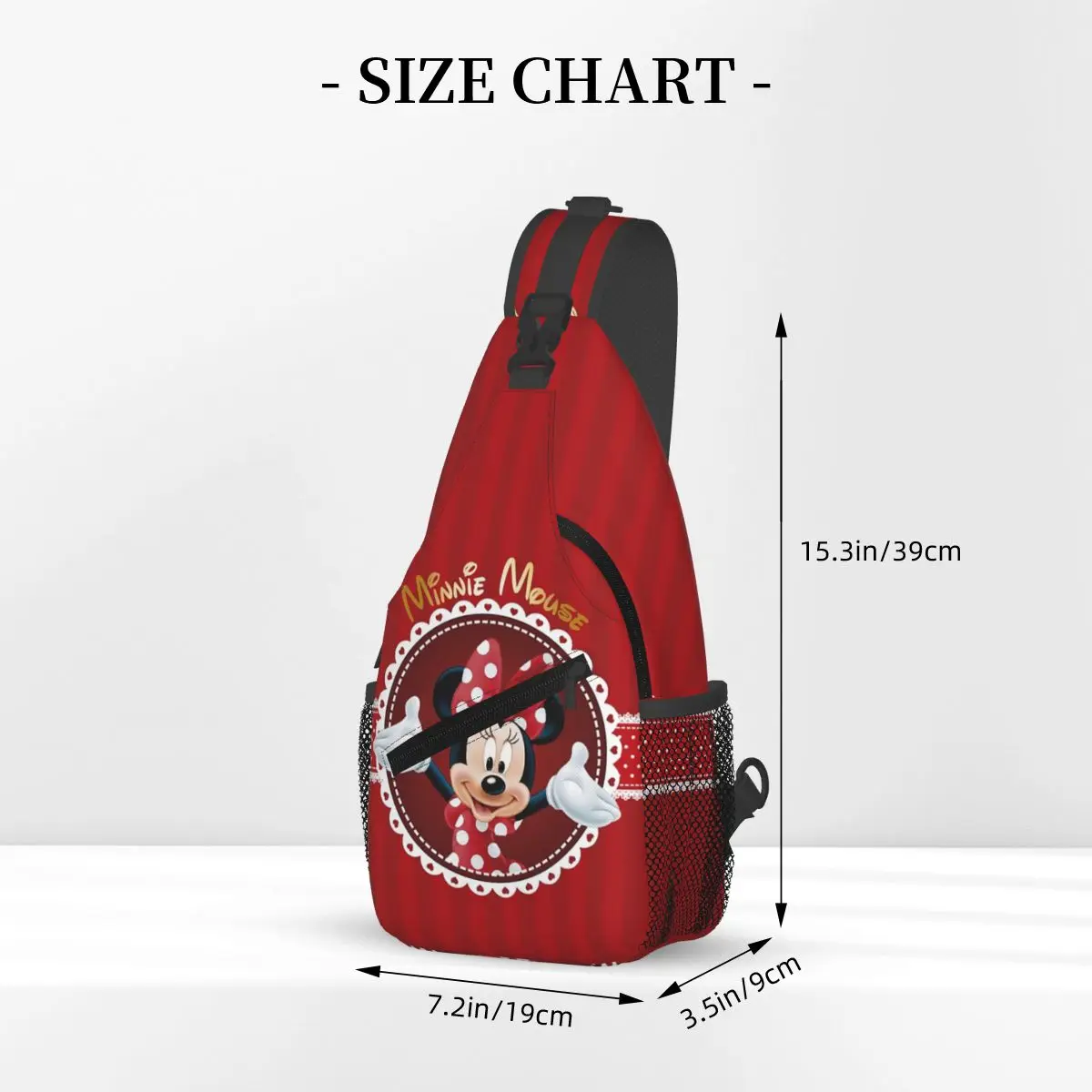 Custom Minnie Mouse Polkadot Anime Sling Crossbody Backpack Water Resistant For Cycling Daypack Printing Shoulder Backpack