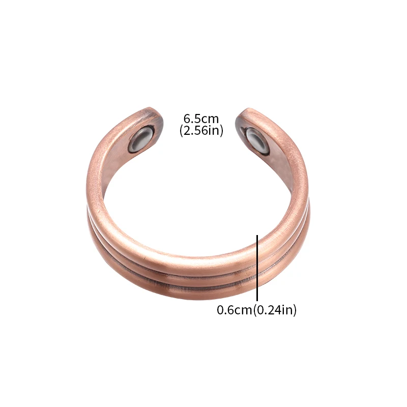 Retro Geometric Twisted Texture Copper Open Magnetic Ring Health Weight Loss Ring Men\\\'s and Women\\\'s Insomnia Treatment Jewelry