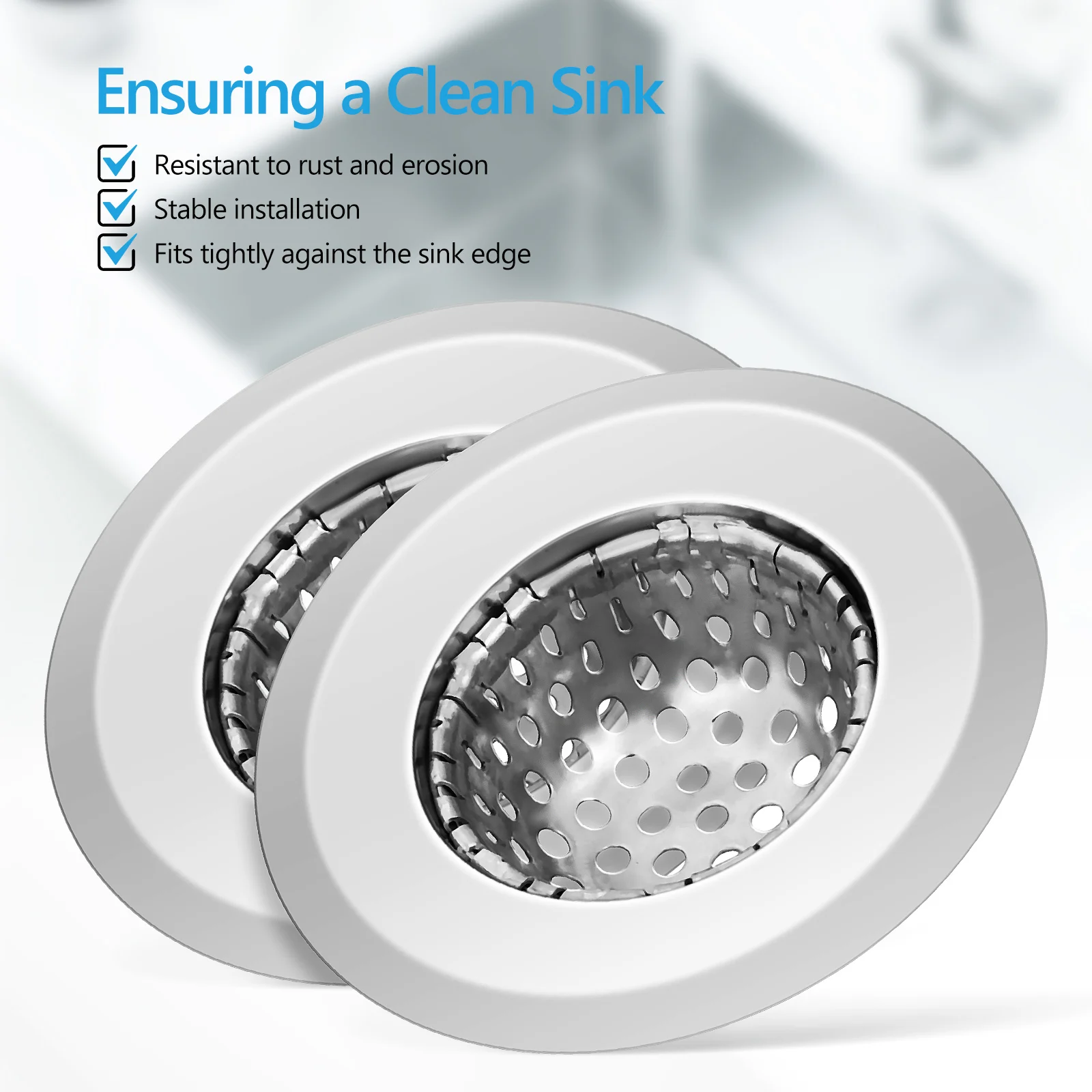 

3 pcs Stainless Steel Sink Strainers Fine Mesh For Kitchen Bathroom Sink Drain Strainer Residue Filtration Tight Fit