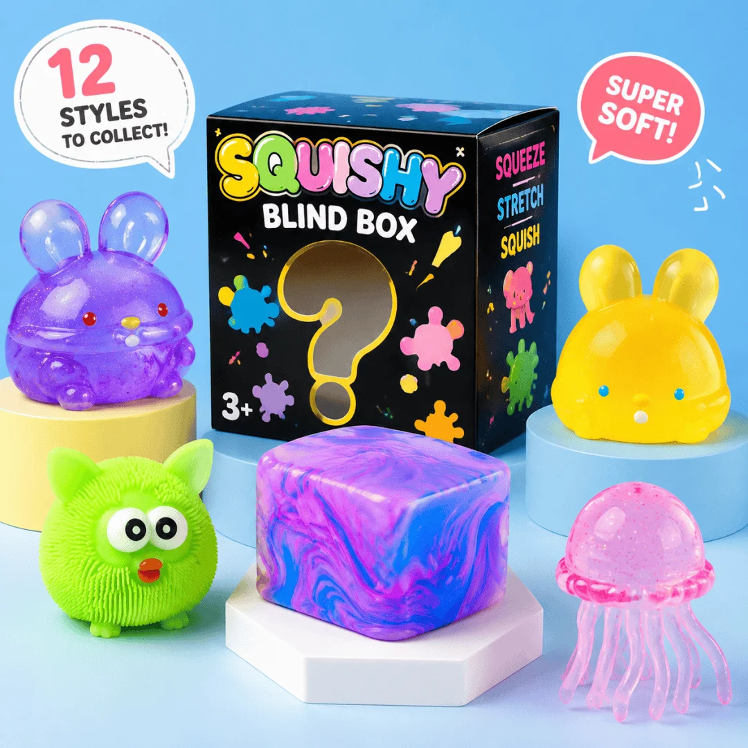 Travel Friendly Surprise Blind Box Transparent Rainbow Cat Paw Squishy Mochi, Mini Chocolate Snack Squeeze Toy, Pocket Calming Gadget
