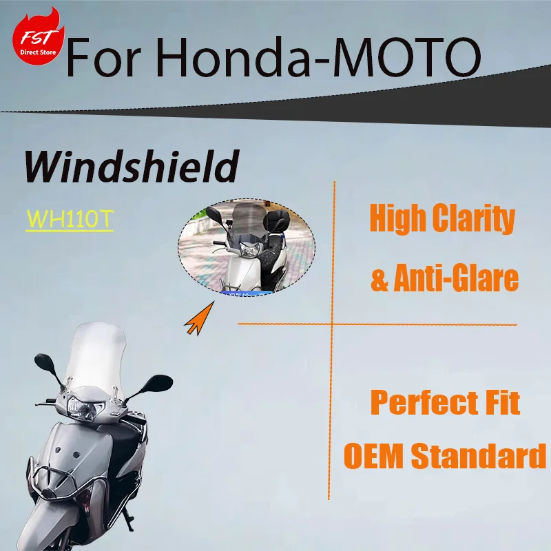 Windshield Wind Deflector for Honda Lead 110 WH110T-A, Modified Front Windscreen