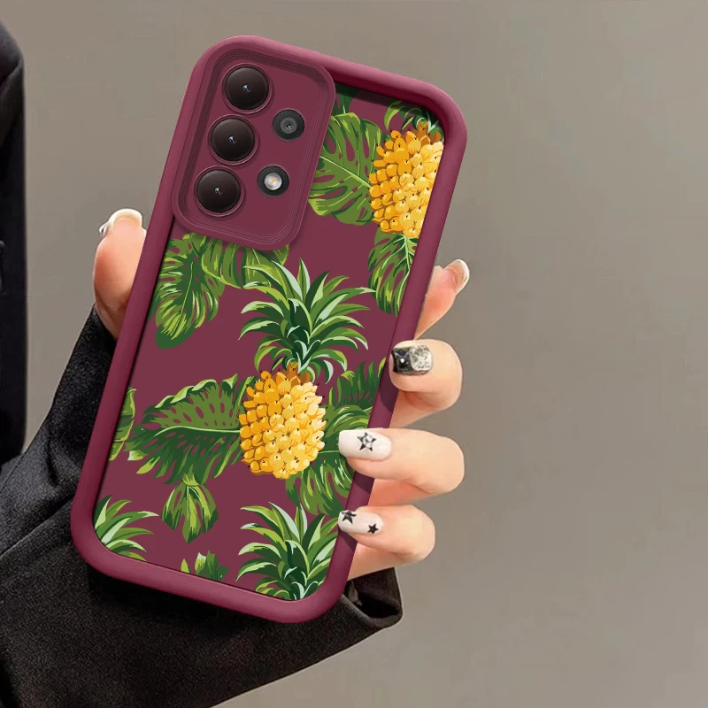 حافظة لهاتف سامسونج جالاكسي A07 A22 A12 A51 A71 A21S A31 A06 A05 A05S A04E A04S A03 Core A32 زهرة ناعمة برتقالية أناناس كابا #6