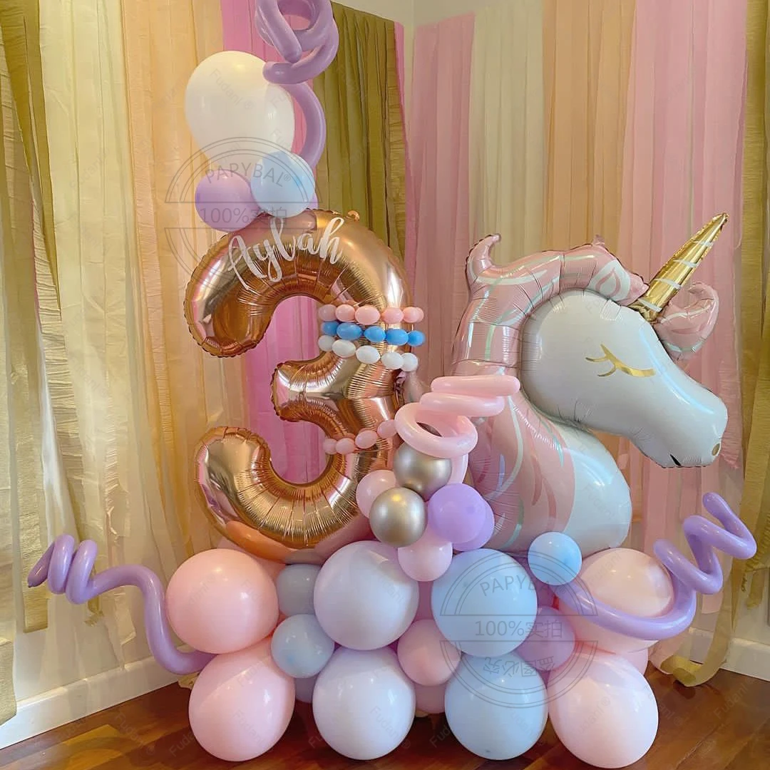 18Pcs Rainbow Unicorn Birthday Decoration Balloons Set Girl Pink Latex Balloon Birthday Supplies Baby Shower Air Globos