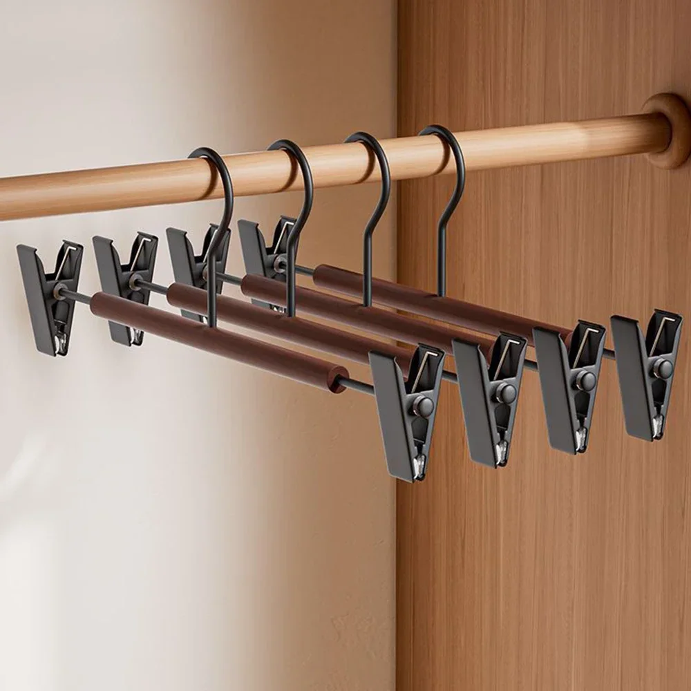 New 10PCS Beech Wood Clothes Hanger - Anti-slip Seamless Design with Steel Frosted Rod, Multifunctional