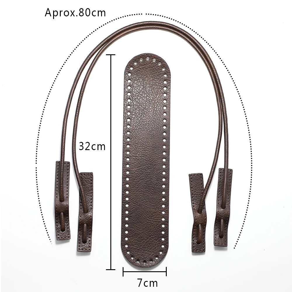 Leather Bag Strap Handmade Handbag Woven Material Set DIY Knitting Bags Bottom Shoulder Underarm Bag Crochet Accessories Brown