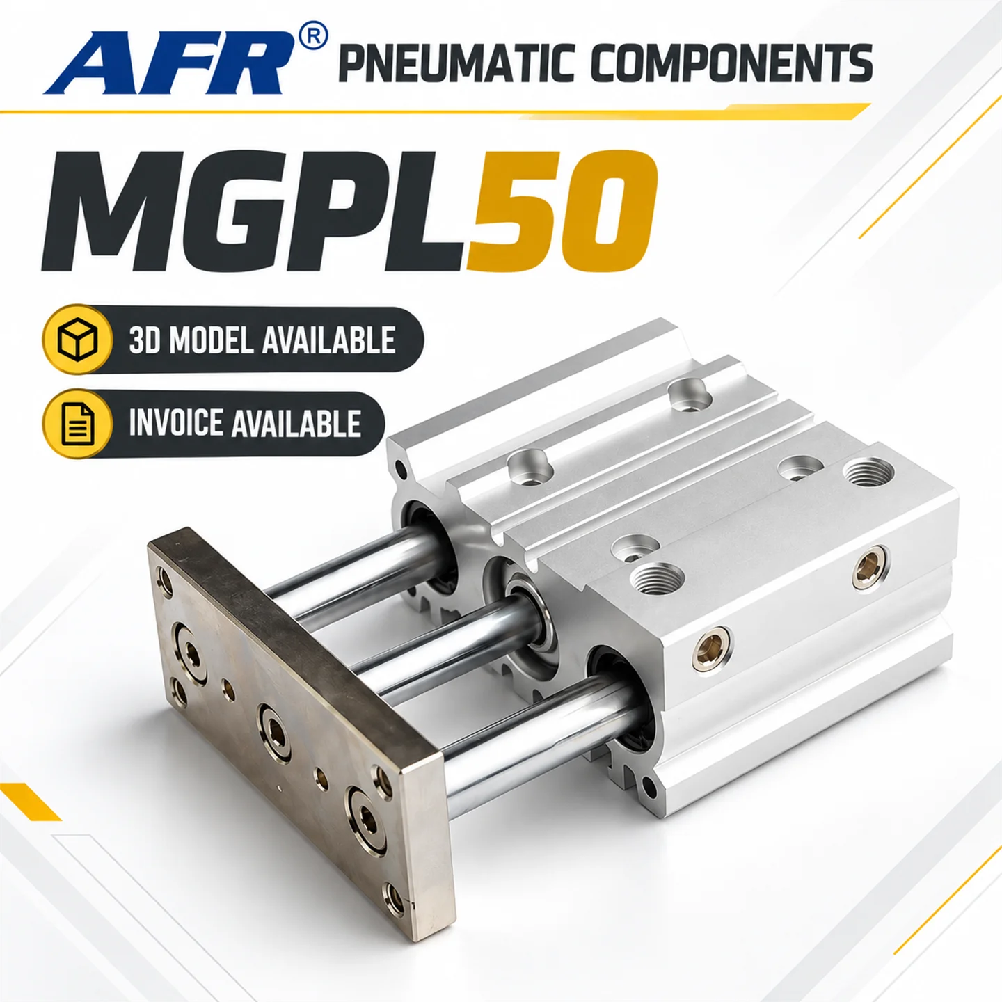AIRSLG MGPL50 Compact Guided Pneumatic Cylinder 3 Rod Double Acting Air Cylinder Aluminum Alloy for Automation Machinery 25Z