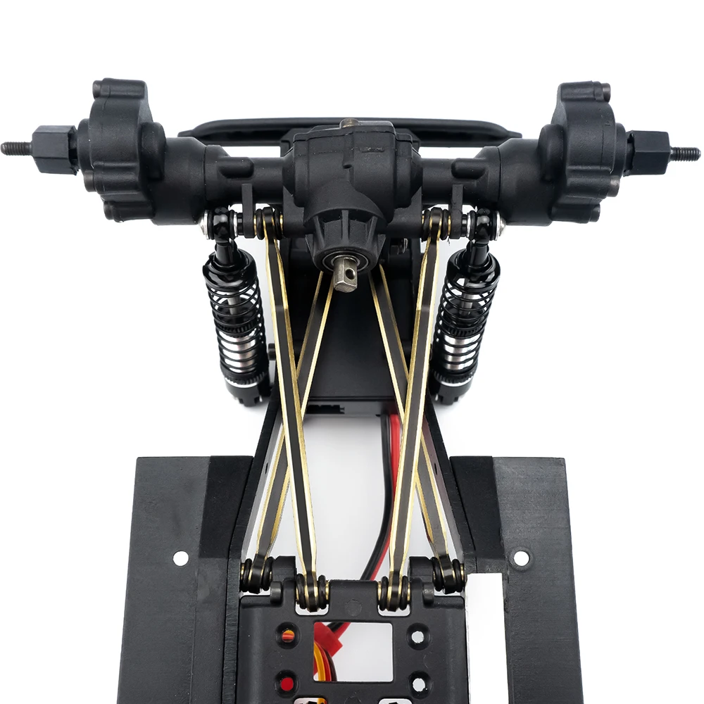 YEAHRUN-Juego de varillas de enlace elevadas, revestimiento negro, latón, delantero, trasero, superior, inferior, para Redcat Ascent 1/18, coche trepador de control remoto