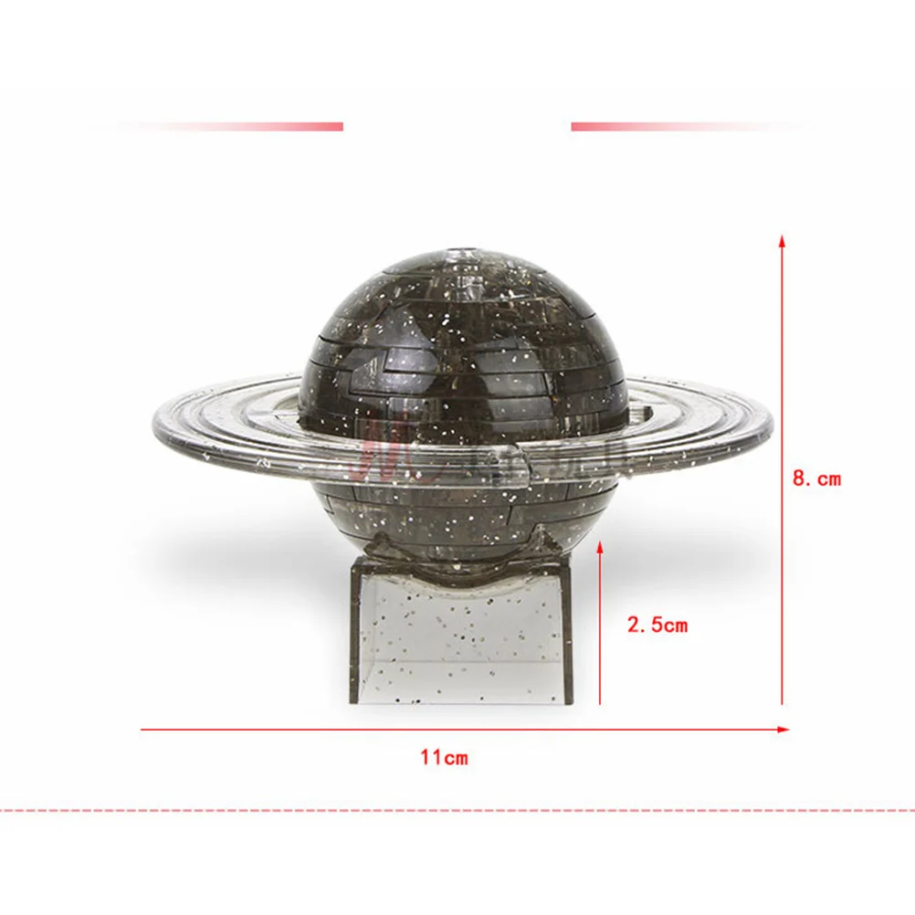 3D Saturn Crystal Splicing DIY Three-dimensional Plastic Crystal Puzzle Toy Dark Grey 3D puzzle Saturn Puzzle