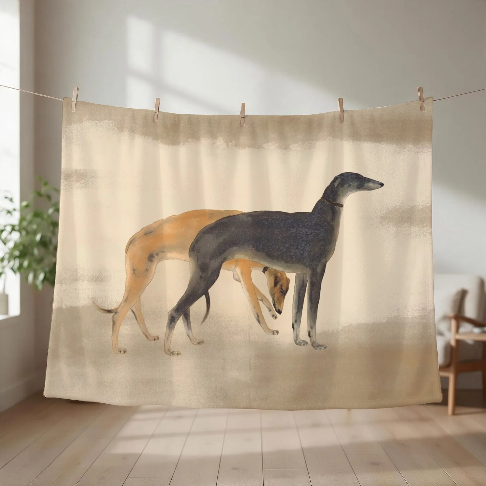 Two Greyhounds Throw Blanket couch cozy soft plush fuzzy picnic outdoor blanket