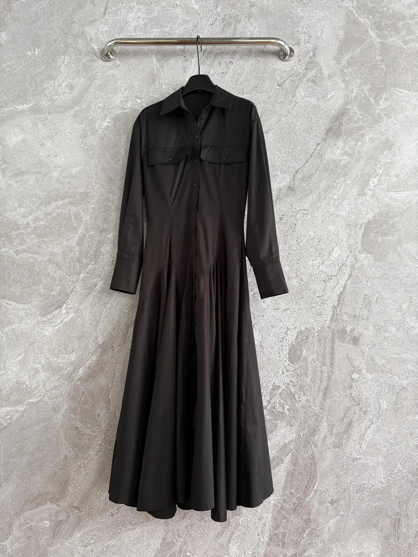Frauen Schwarz oder Weiß Hemd Kleid Umlegekragen Langarm Einreiher Casual Weibliche 100% Baumwolle Robe