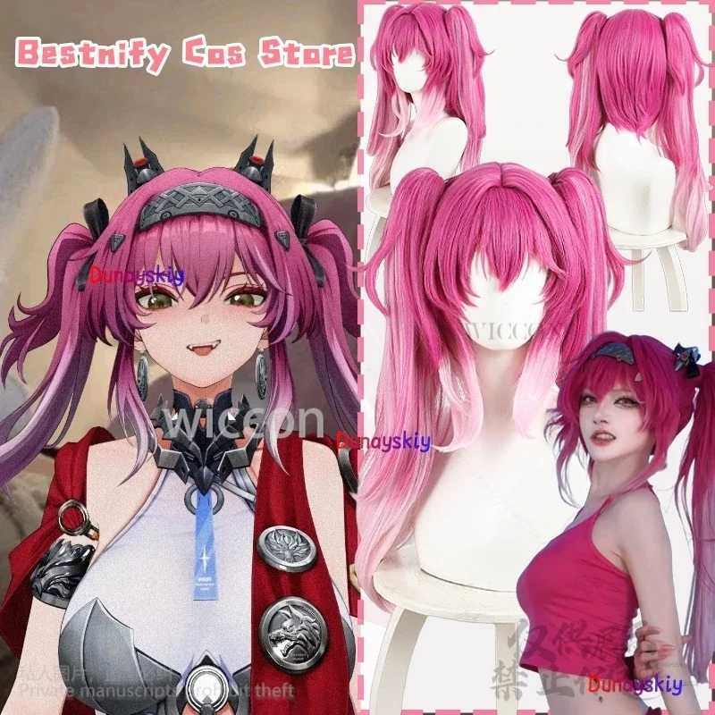 

CosplayLupa Jirai Kei Girls Cosplay Game Wuthering Waves Anime Hot Pink Twin Ponytails Gradient Y2K Hair Halloween Party Cos Cus