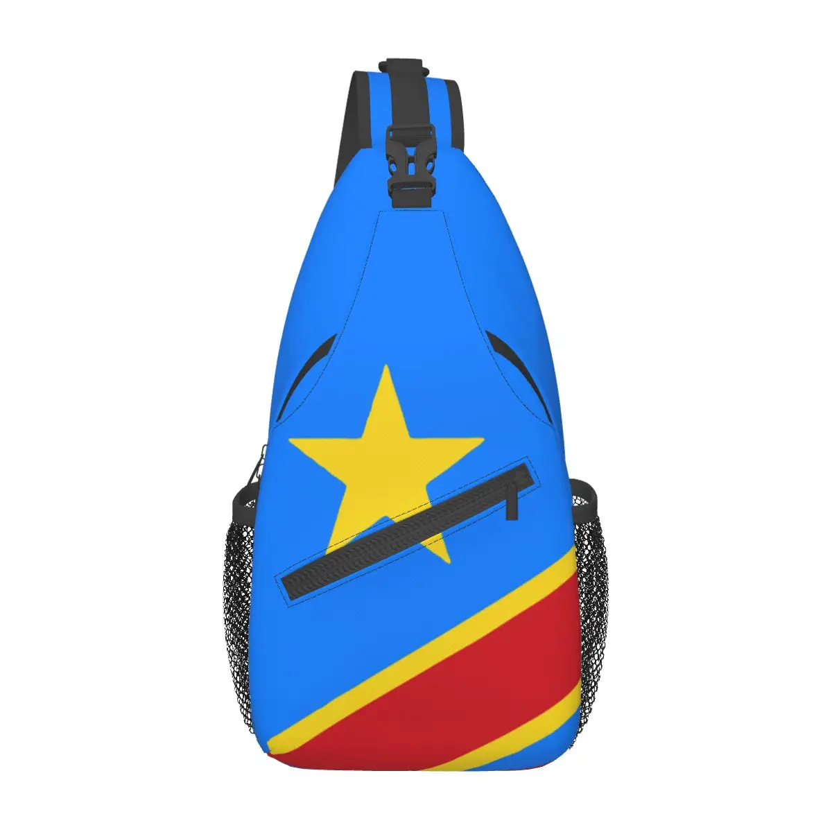 Vlag Van Congo Crossbody Slingtassen Casual Borsttas Kinshasa Zaire Schouderrugzak Dagrugzak Voor Wandelreispakket