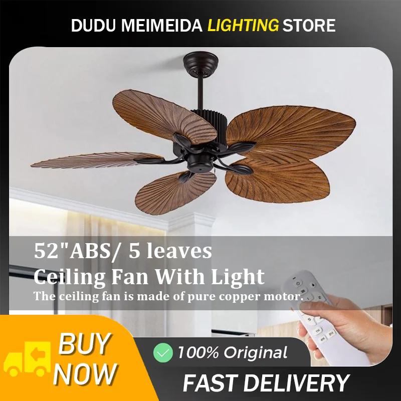 52-Inch 5 ABS Blade DC Motor Modern Decorative Ceiling Fan Remote Control Electric Energy Saving Home