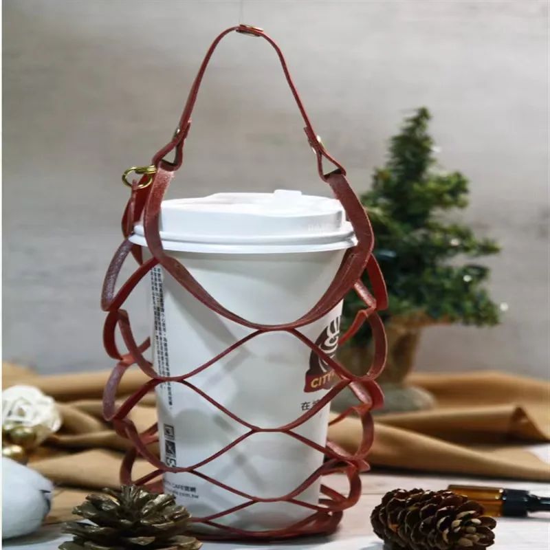 

Кожаный чехол-держатель для чашки с ручкой, сумка-переноска для кофейной чашки, кожаная сумка для напитков