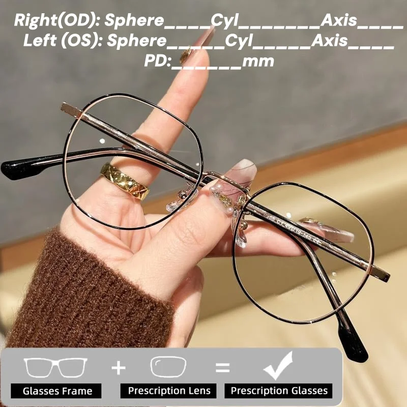 

Ретро круглая оправа, очки для близорукости по рецепту, женские и мужские очки с защитой от синего луча, индивидуальные очки для близорукости, роскошные очки по индивидуальному заказу