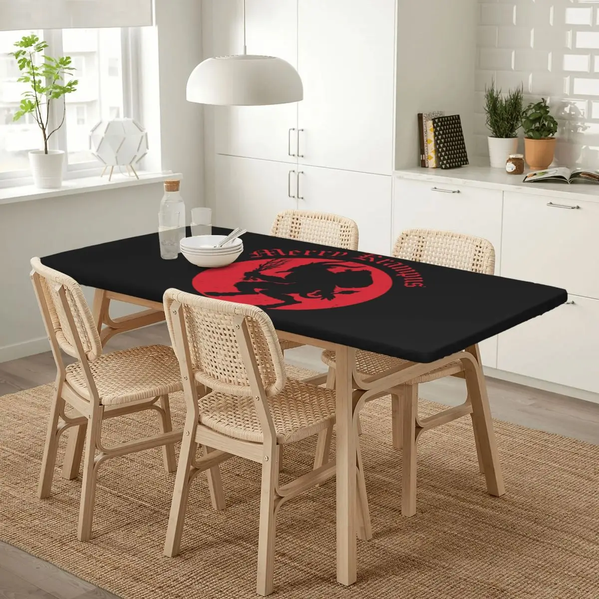 Merry Krampus Horror Christmas Custom Rectangular Tablecloth Waterproof Table Cover for Dining Events Table Cloth