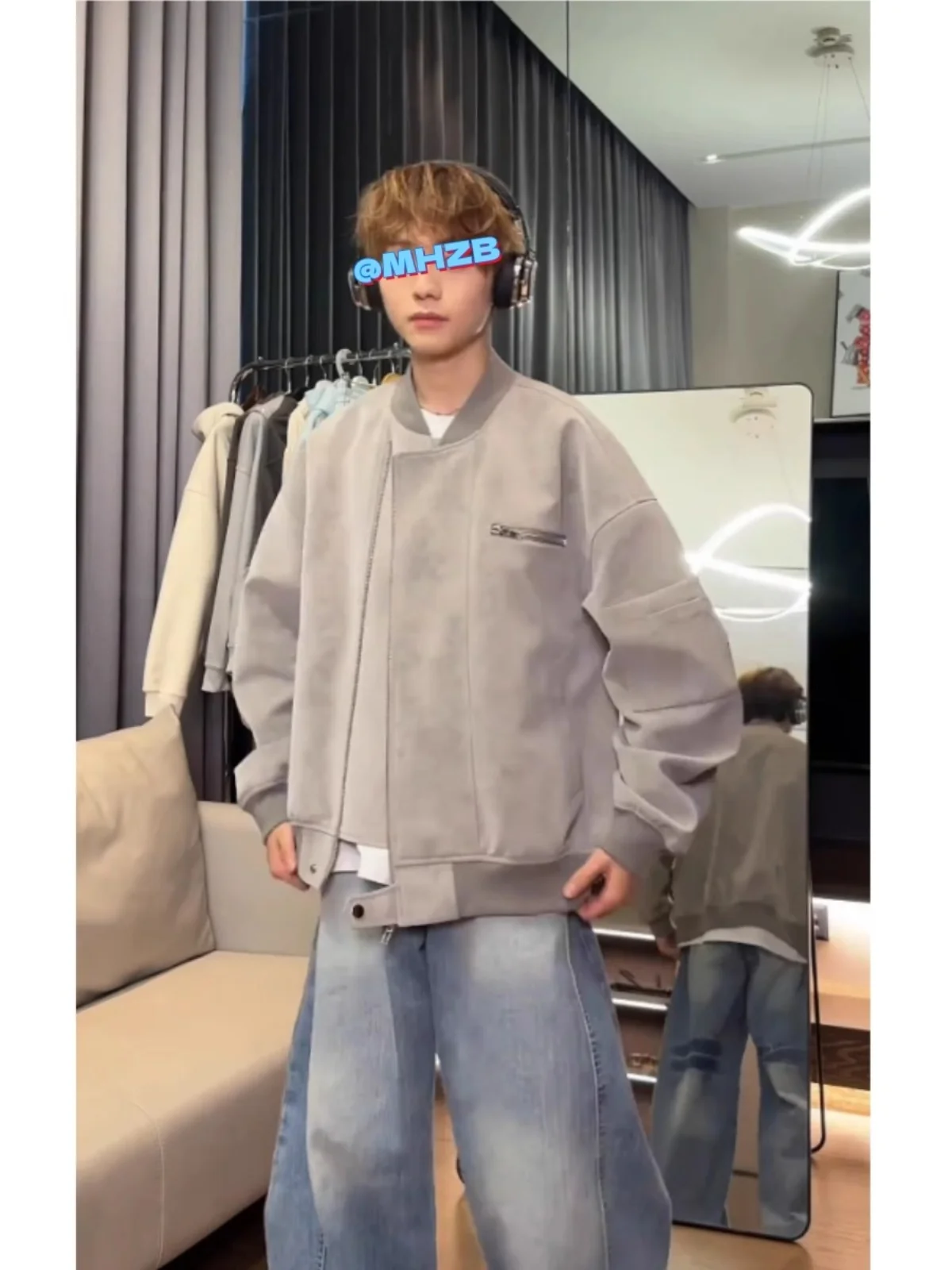 

Cleanfit American Sle Dyeing High-End Pilot Jaet ort PU Leather Baseball Coat for Men Spring Autumn Faionable Outerwear