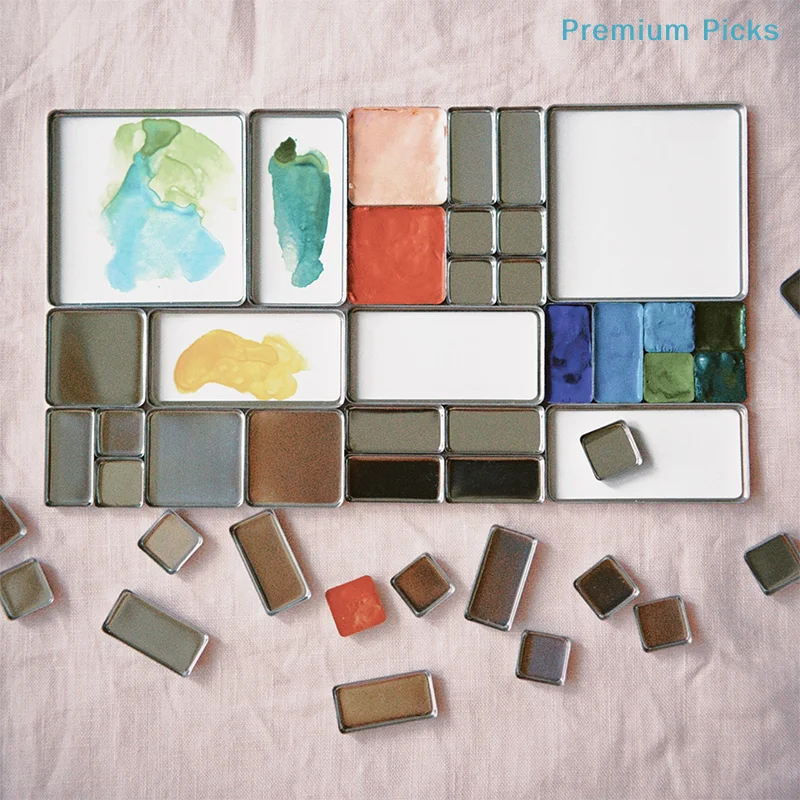 portableWatercolor Box Packaging Grid 0.5ml/1ml/2ml For Travel Box Magnetic Aluminum Palette Professional Paint Art Supplies