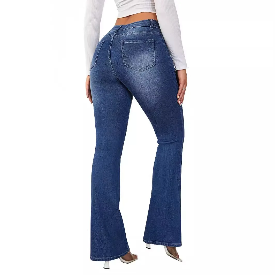 

High-Waist Stretchy Slimming Micro Flare Jeans Faionable Personalized Commute Sle Women's Premium Denim Pants