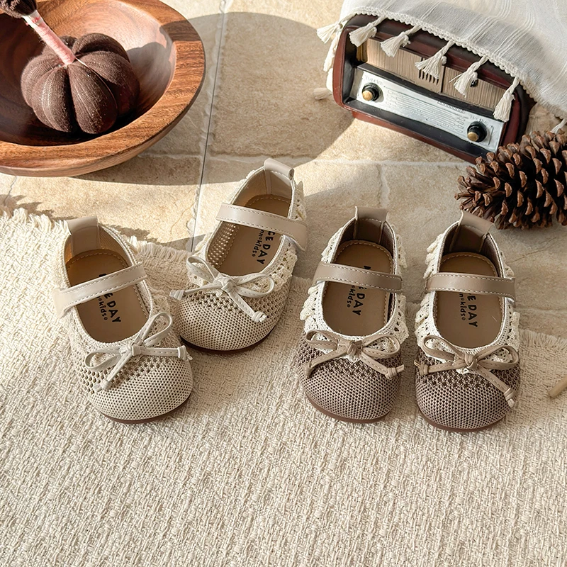 

Модные тканевые туфли в корейском стиле, элегантный дизайн, плетеные балетки для девочек, фиолетовые, зеленые, с бантом, для малышей