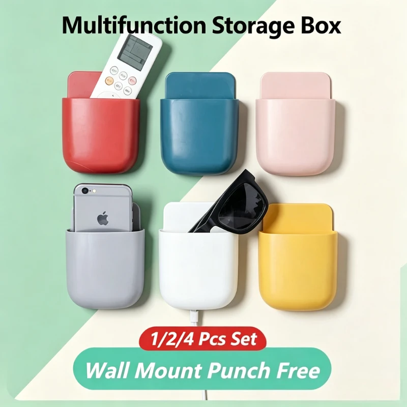 Multifunktionale Wandmontierte Aufbewahrungsbox Fernbedienung Handy-Organizer Steckerhalter Ohne Bohren für Zuhause und Büro – Detail 1