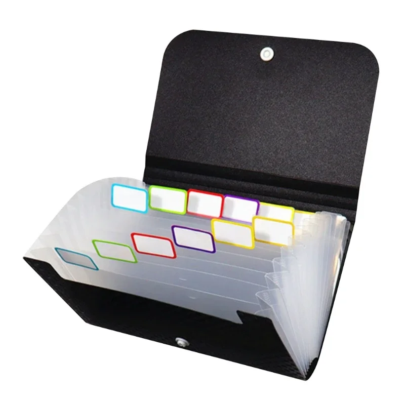 Small File Wallet Receipt Folder A6 Accordion Folder 7-layer 13-layer File Case Waterproof with Self-adhesive Index Tabs