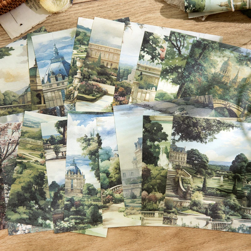 40 pcs Old Fantasia dreamland Landscape Decorative for DIY Diary Album Background Scrapbooking Material Junk Journal Supplies