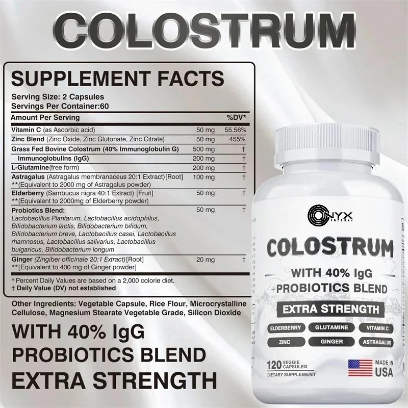 Colostrum Capsules - 40% LgG - Supports The Immune System, Promotes Gut Health, Energy Production, Cell Repair and Growth