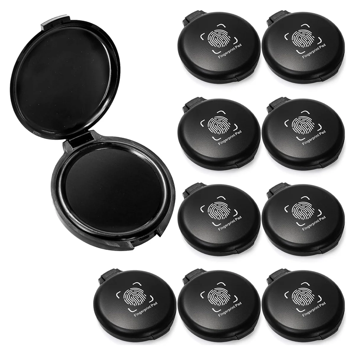 

ADP-10 Pack Fingerprint Ink Pads, Mini Black Thumbprint Stamp Pad, Easy to Wash Portable Thumbprint Kit