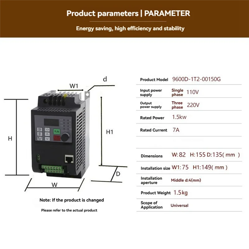 ABDE-110V To 220V 1.5KW Frequency Converter VFD Motor Variable Speed Power Controller Single Phase Input Three Phase Output