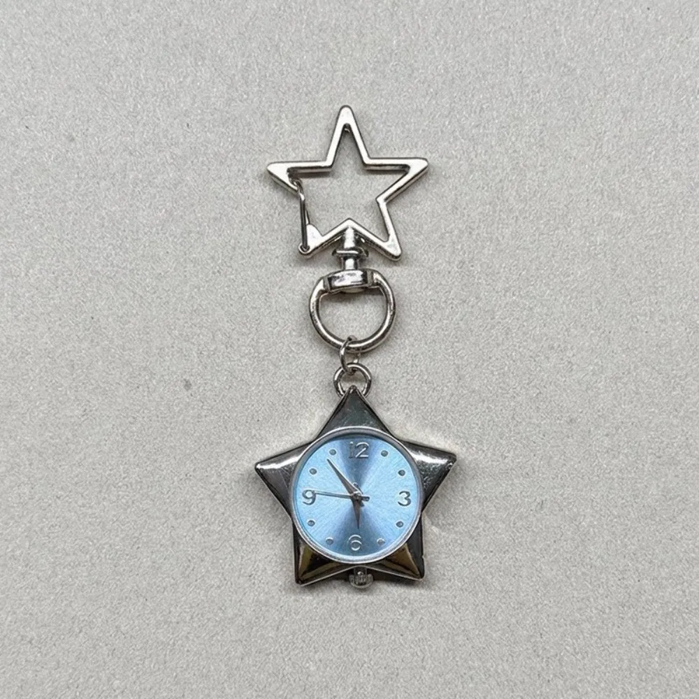 New Metal Pocket Watch Pendant Secure Spring Clip Vintage Star Shaped Keychain Keyring Pendant Bag