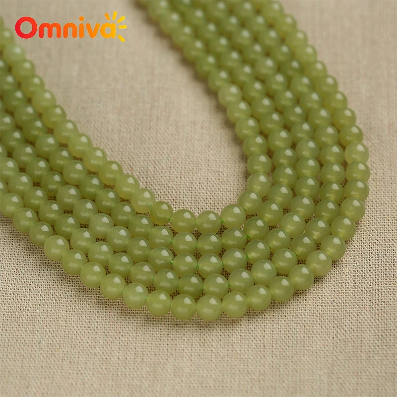 Natural Stone Hotan Jades Smooth Beads For Jewelry Making DIY keychain Crafts Accessories Handstring 15'' Wholesale 6/8/10/12MM - view 3
