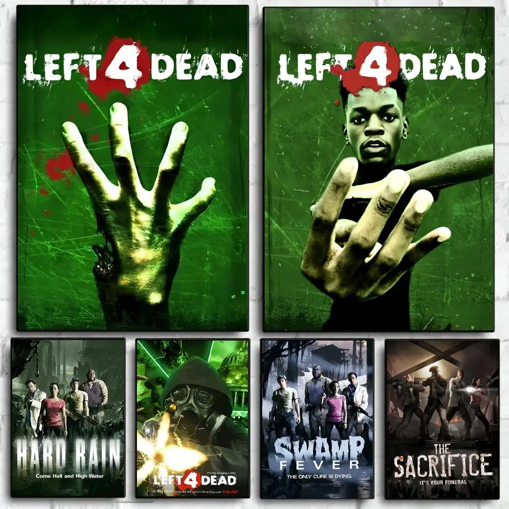 Hot Music L-Left 4 Dead Poster Self Adhesive Wall Art Decor for Bedroom Living Room Office Home Decor Gift